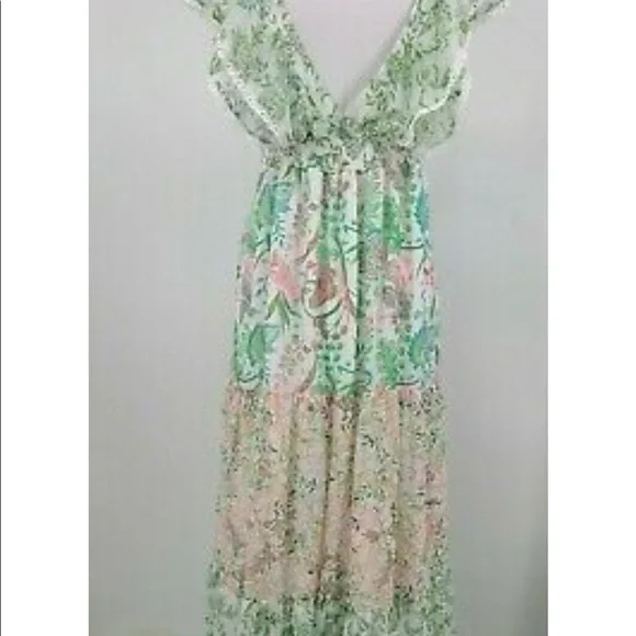 House Of Harlow 1960 Revolve Floral Pastel Maxi Dress Tiered NWT - Picture 9 of 10